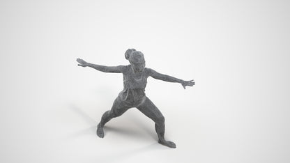 realistic 3D woman sport, scanned archviz people for Blender and 3ds Max, wireframe three-quarter view