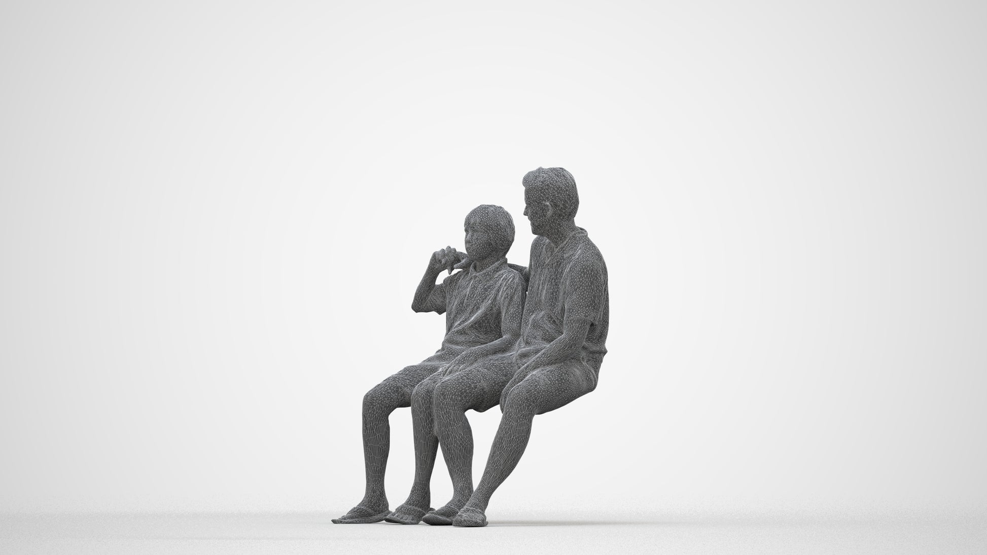 photogrammetry 3D boy kids, realistic human model archviz FBX, wireframe back view