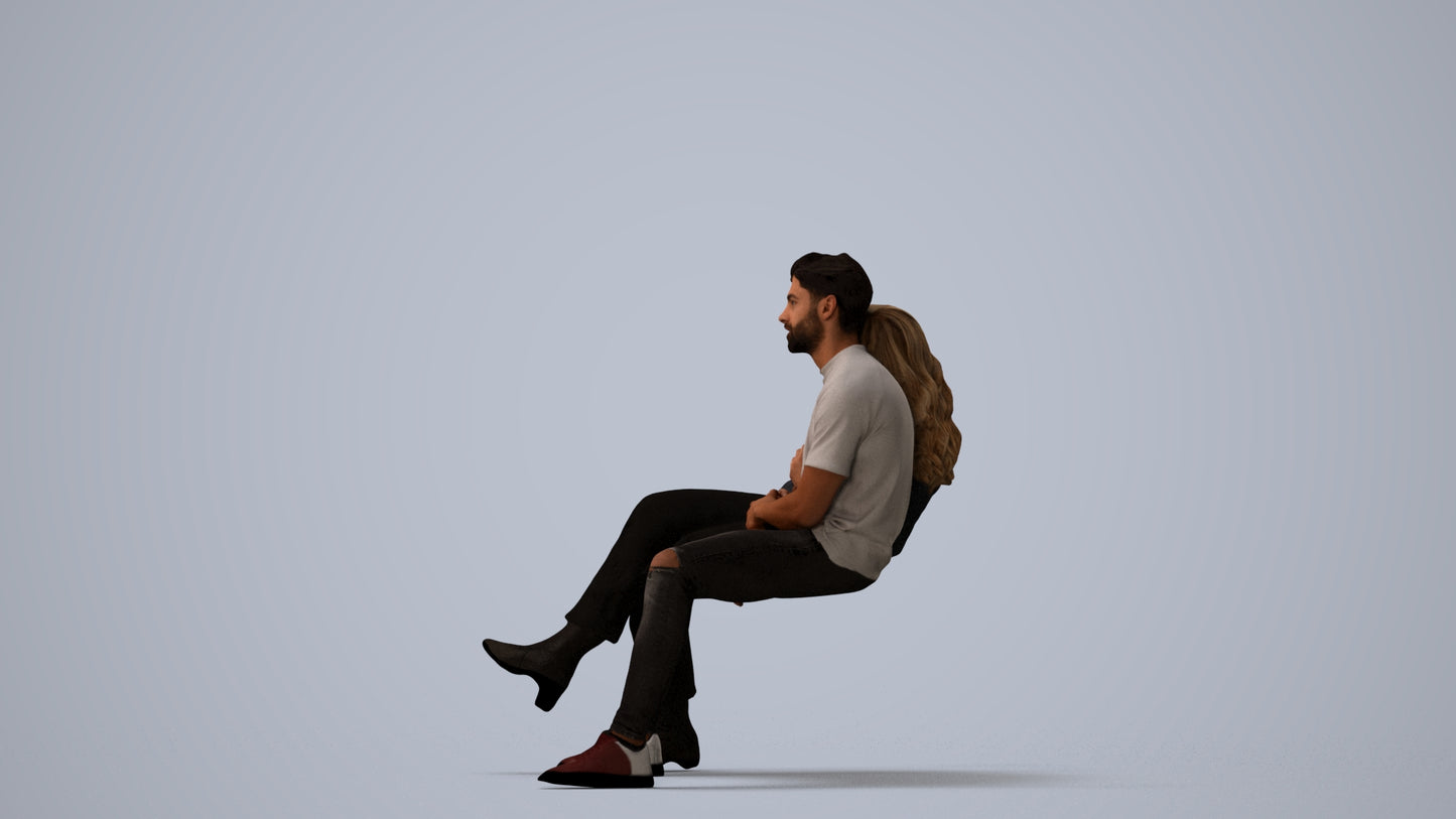 3D people model woman business couple, scanned human for 3ds Max rendering, three-quarter view render