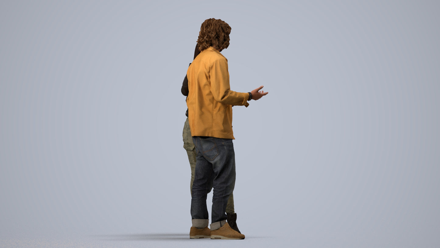 realistic 3D people woman casual couple, render-ready for V-Ray and Corona, FBX OBJ, side view render