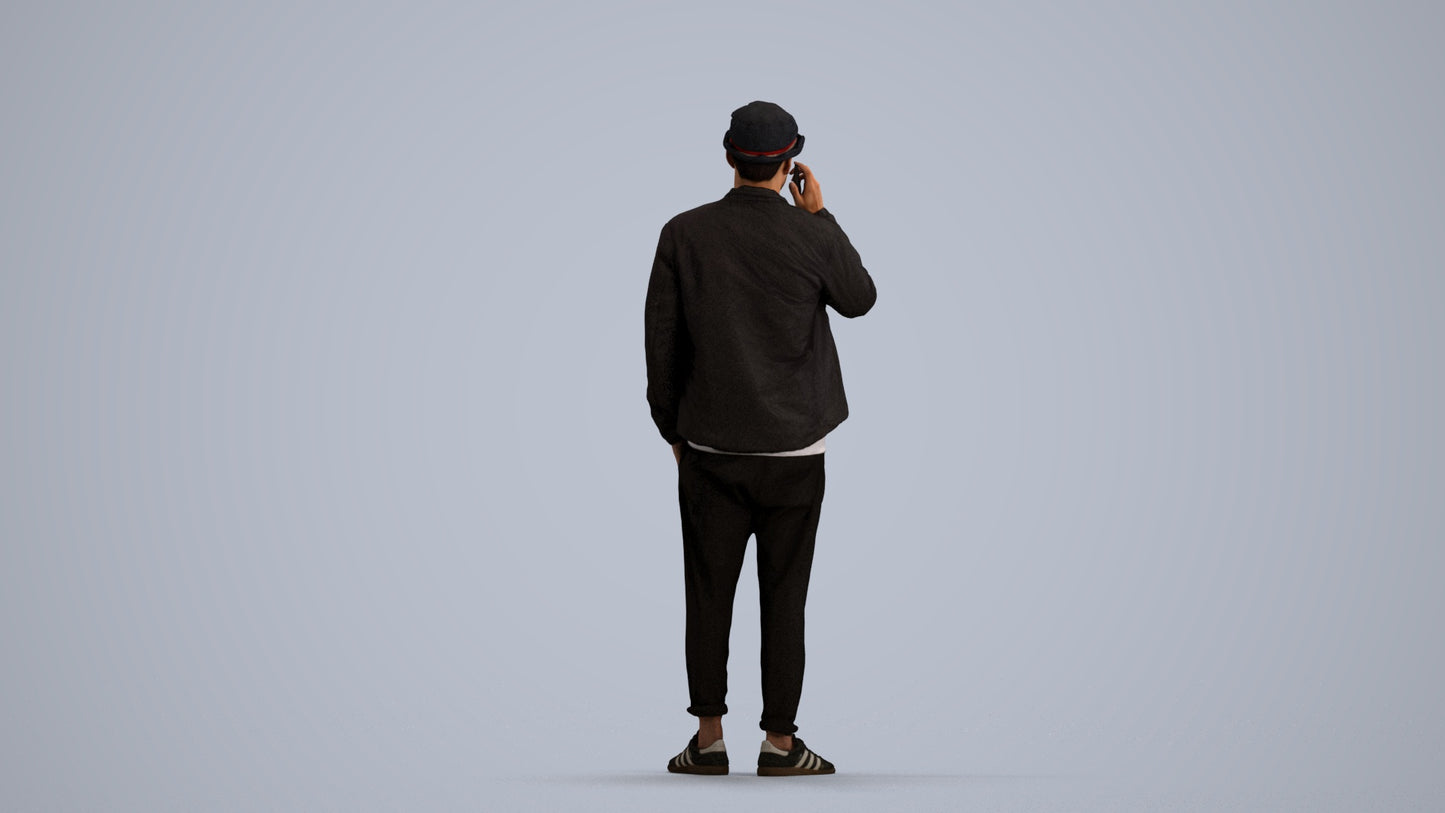 3D scanned man standing casual, photorealistic archviz people for Enscape and SketchUp, front view render