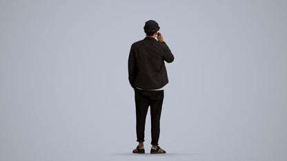 3D scanned man standing casual, photorealistic archviz people for Enscape and SketchUp, front view render