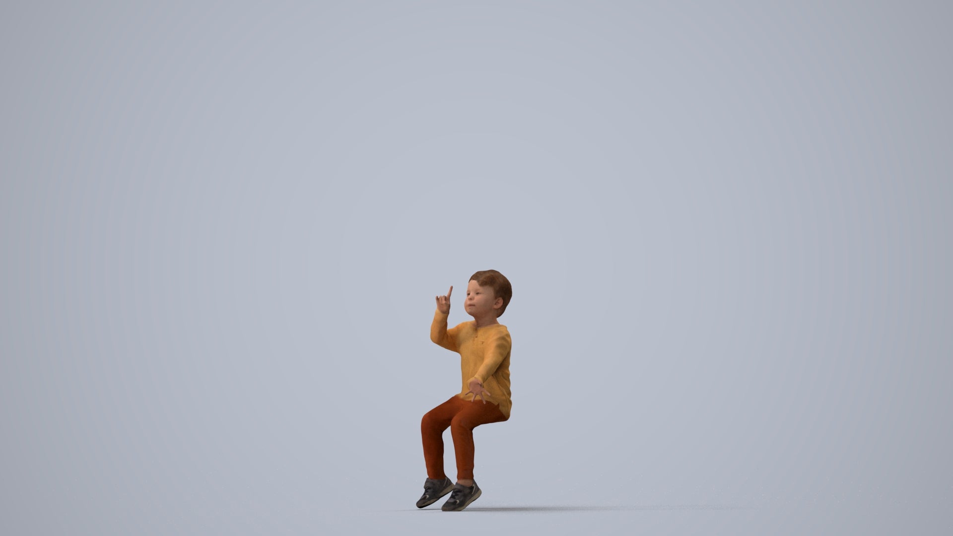 scanned 3D boy casual kids, photogrammetry people for Enscape and V-Ray, three-quarter view render
