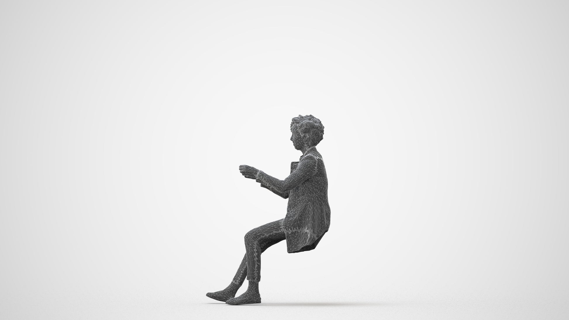 3D scanned woman sitting business, photorealistic archviz people for Enscape and SketchUp, square thumbnail