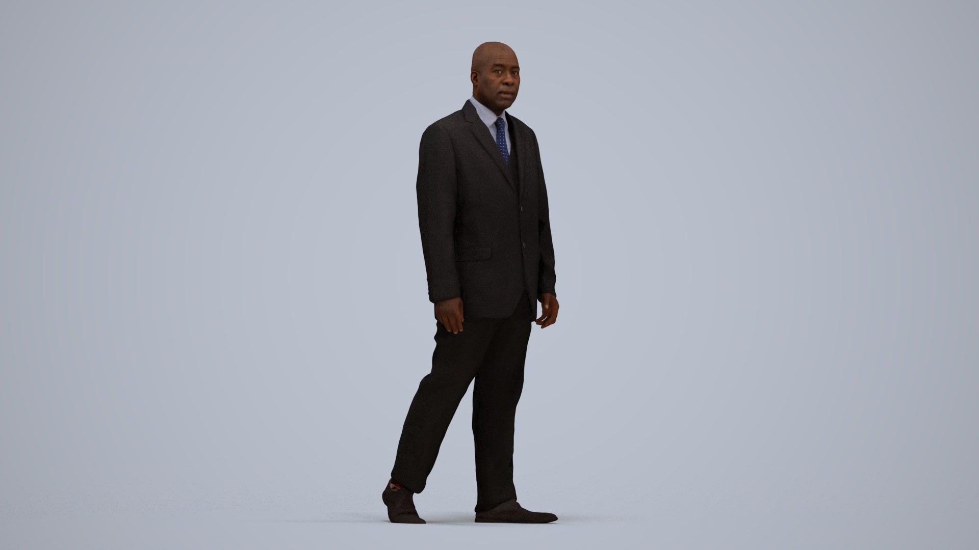 3D scanned man walking business, photorealistic archviz people for Enscape and SketchUp, standing pose render