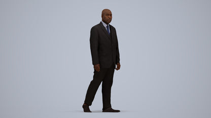 3D scanned man walking business, photorealistic archviz people for Enscape and SketchUp, standing pose render