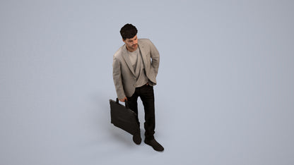 scanned 3D man casual standing, photogrammetry people for Enscape and V-Ray, back view render