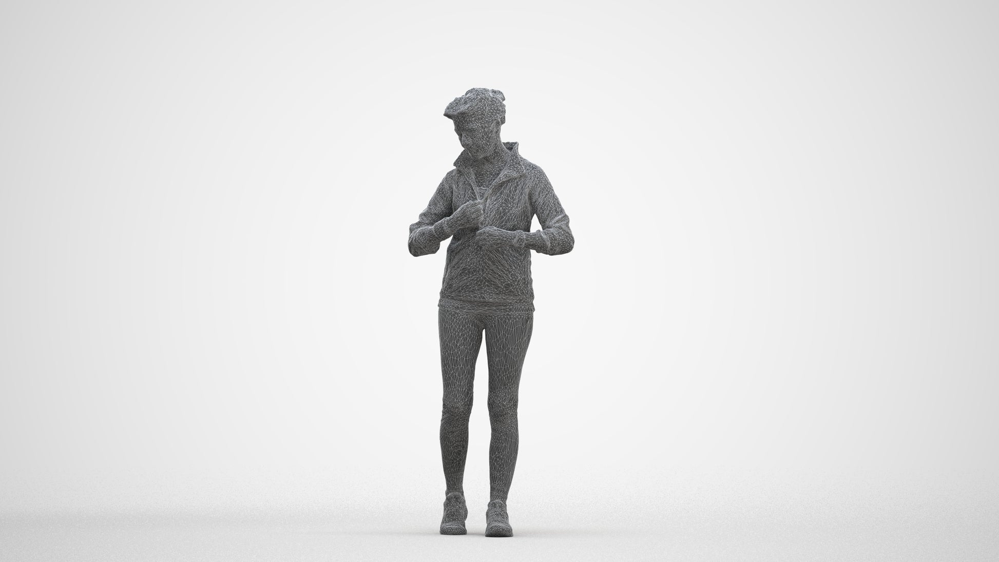 3D people model woman sport, scanned human for 3ds Max rendering, three-quarter front view render