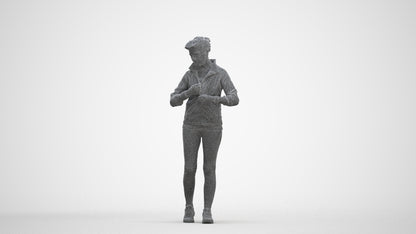 3D people model woman sport, scanned human for 3ds Max rendering, three-quarter front view render