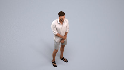 3D scanned man standing casual, photorealistic archviz people for Enscape and SketchUp, back view render