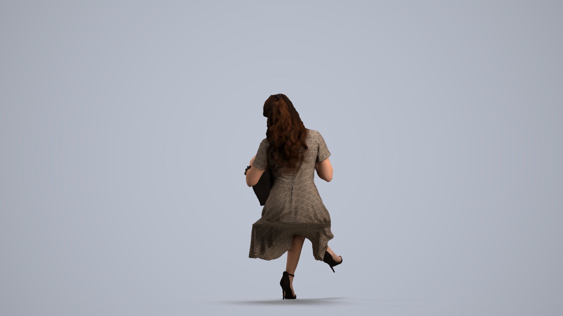 3D people model woman casual sitting, scanned human for 3ds Max rendering, front view render