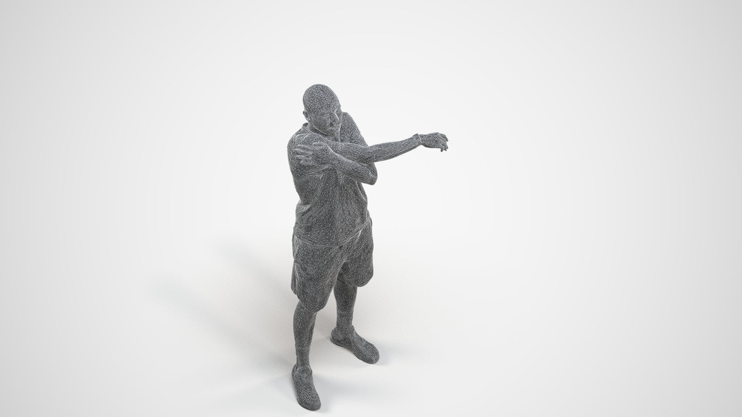 3D scanned man sport, photorealistic archviz people for Enscape and SketchUp, wireframe three-quarter view