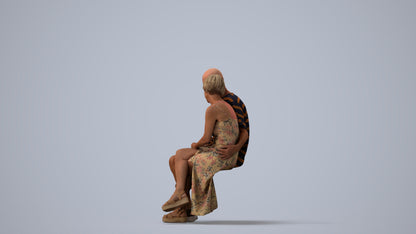 realistic 3D senior woman couple, scanned archviz people for Blender and 3ds Max, three-quarter view render