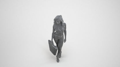 realistic 3D people woman casual walking, render-ready for V-Ray and Corona, FBX OBJ, wireframe three-quarter view
