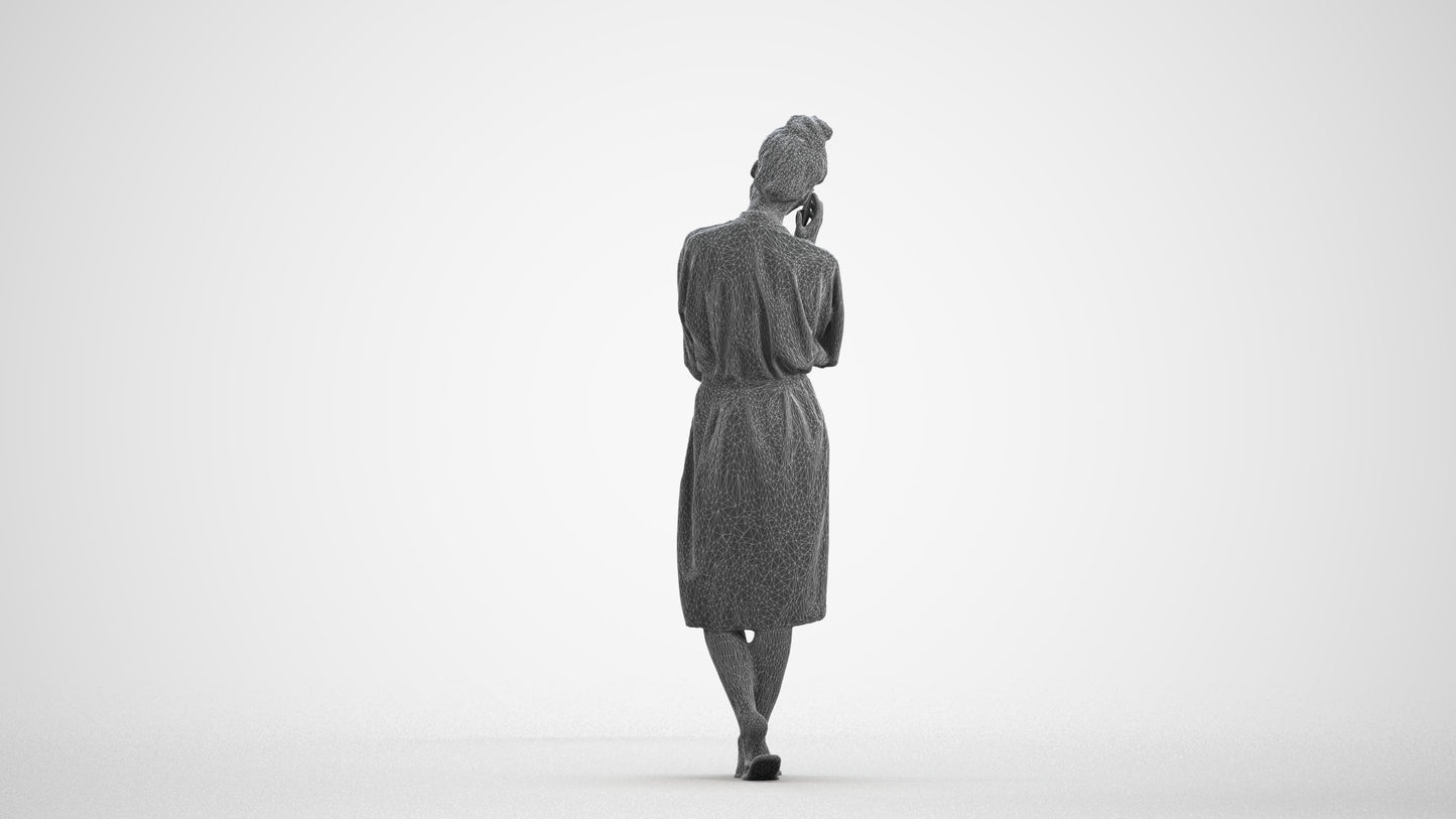 realistic 3D human woman pool, archviz people FBX OBJ for Blender, wireframe front view