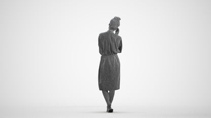 realistic 3D human woman pool, archviz people FBX OBJ for Blender, wireframe front view