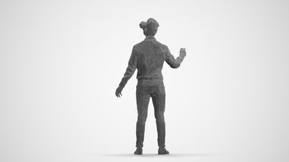 photogrammetry 3D man business standing, realistic human model archviz FBX, wireframe front view