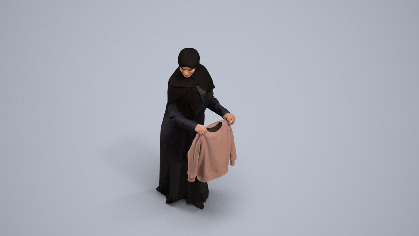 scanned 3D woman standing, photogrammetry people for Enscape and V-Ray, back view render
