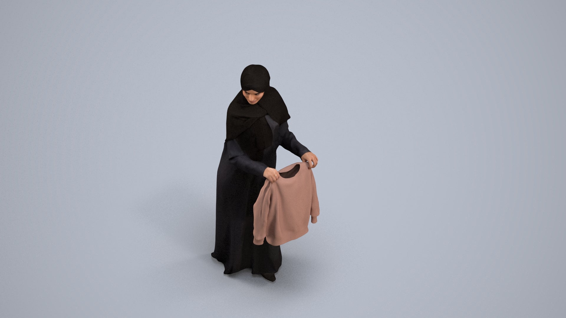 scanned 3D woman standing, photogrammetry people for Enscape and V-Ray, back view render