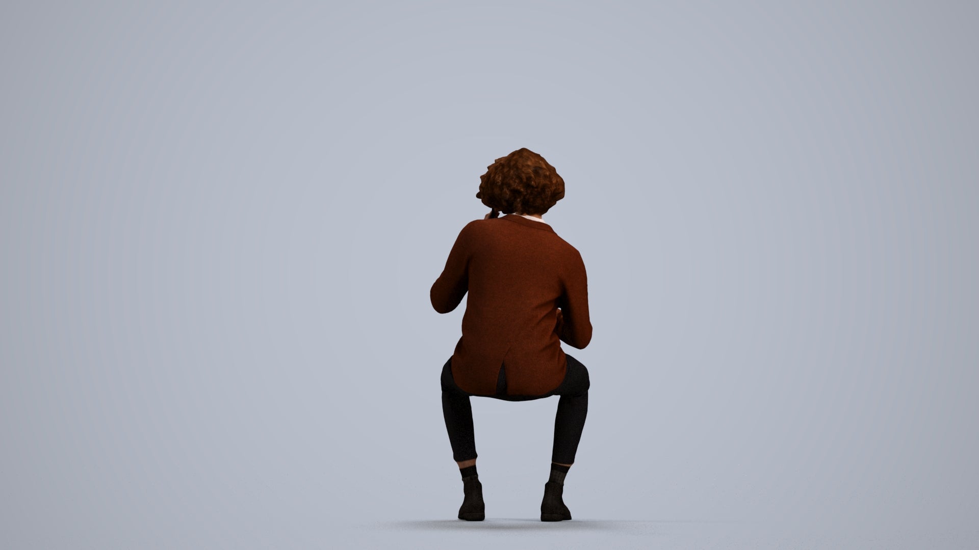3D scanned man sitting business, photorealistic archviz people for Enscape and SketchUp, front view render