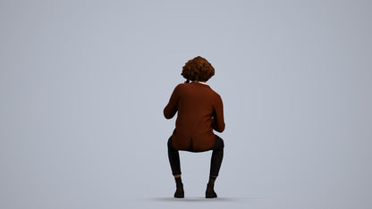 3D scanned man sitting business, photorealistic archviz people for Enscape and SketchUp, front view render