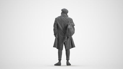 3D people model man casual standing, scanned human for 3ds Max rendering, wireframe front view