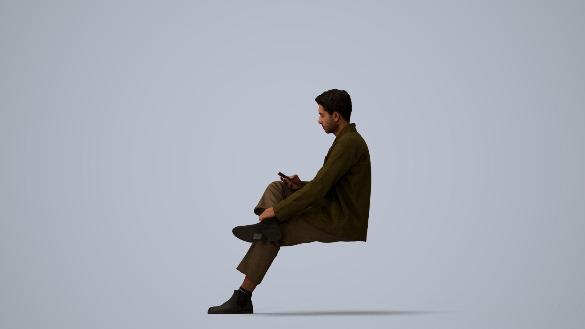 photogrammetry 3D man casual mix, realistic human model archviz FBX, three-quarter view render