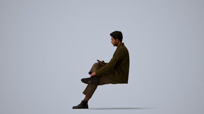 photogrammetry 3D man casual mix, realistic human model archviz FBX, three-quarter view render