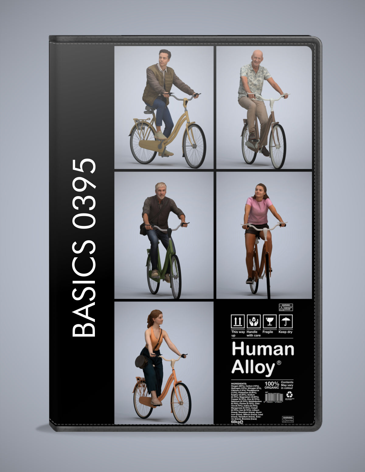 realistic 3D people cycling set, 5 render-ready models for V-Ray and Corona