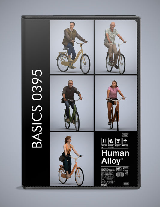 realistic 3D people cycling set, 5 render-ready models for V-Ray and Corona