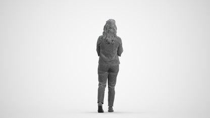 3D people model woman casual walking, scanned human for 3ds Max rendering, wireframe front view
