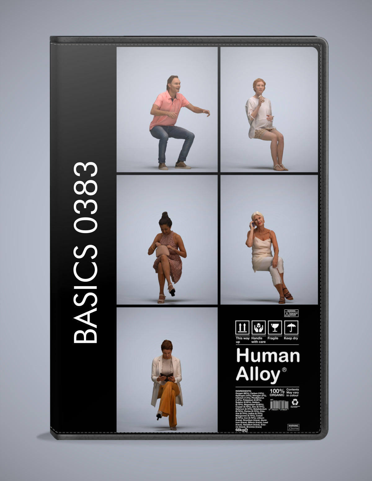 realistic 3D humans sitting pack, 5 archviz people FBX OBJ for Blender