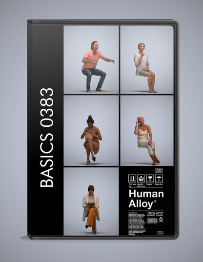 realistic 3D humans sitting pack, 5 archviz people FBX OBJ for Blender