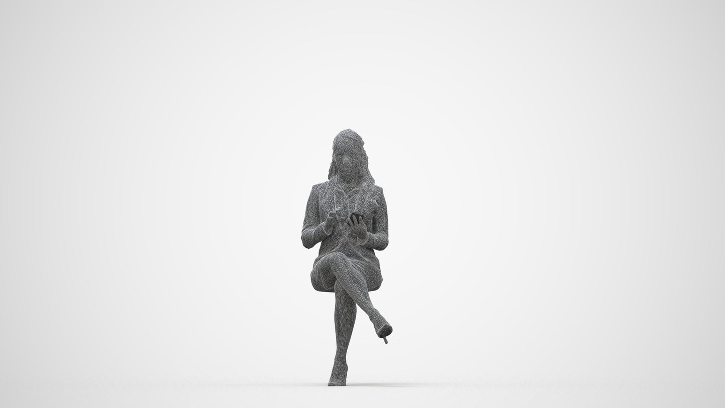 realistic 3D woman business, scanned archviz people for Blender and 3ds Max, wireframe back view