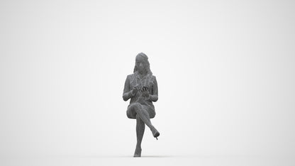 realistic 3D woman business, scanned archviz people for Blender and 3ds Max, wireframe back view