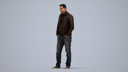 3D people model man casual standing, scanned human for 3ds Max rendering, standing pose render