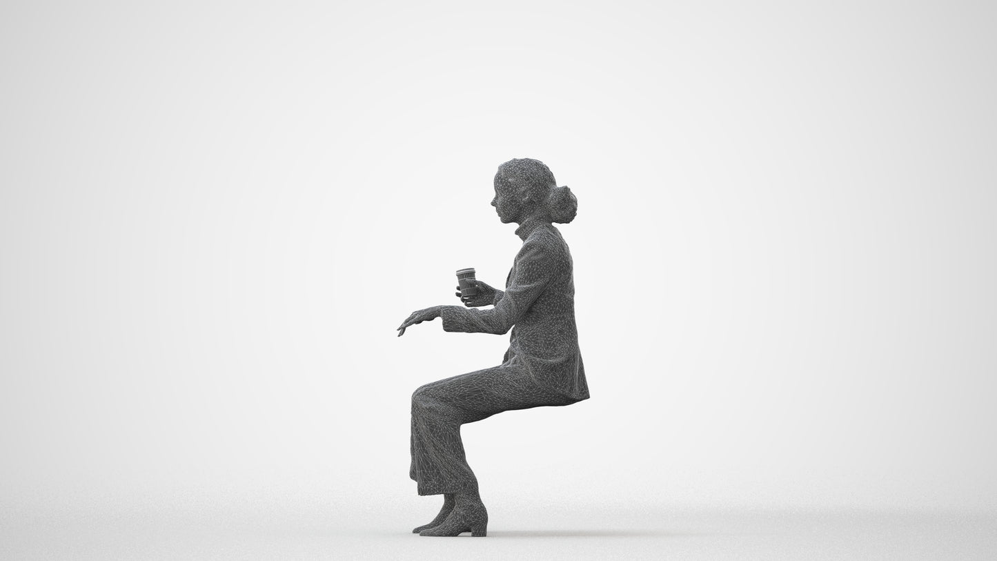 scanned 3D woman business, photogrammetry people for Enscape and V-Ray, square thumbnail