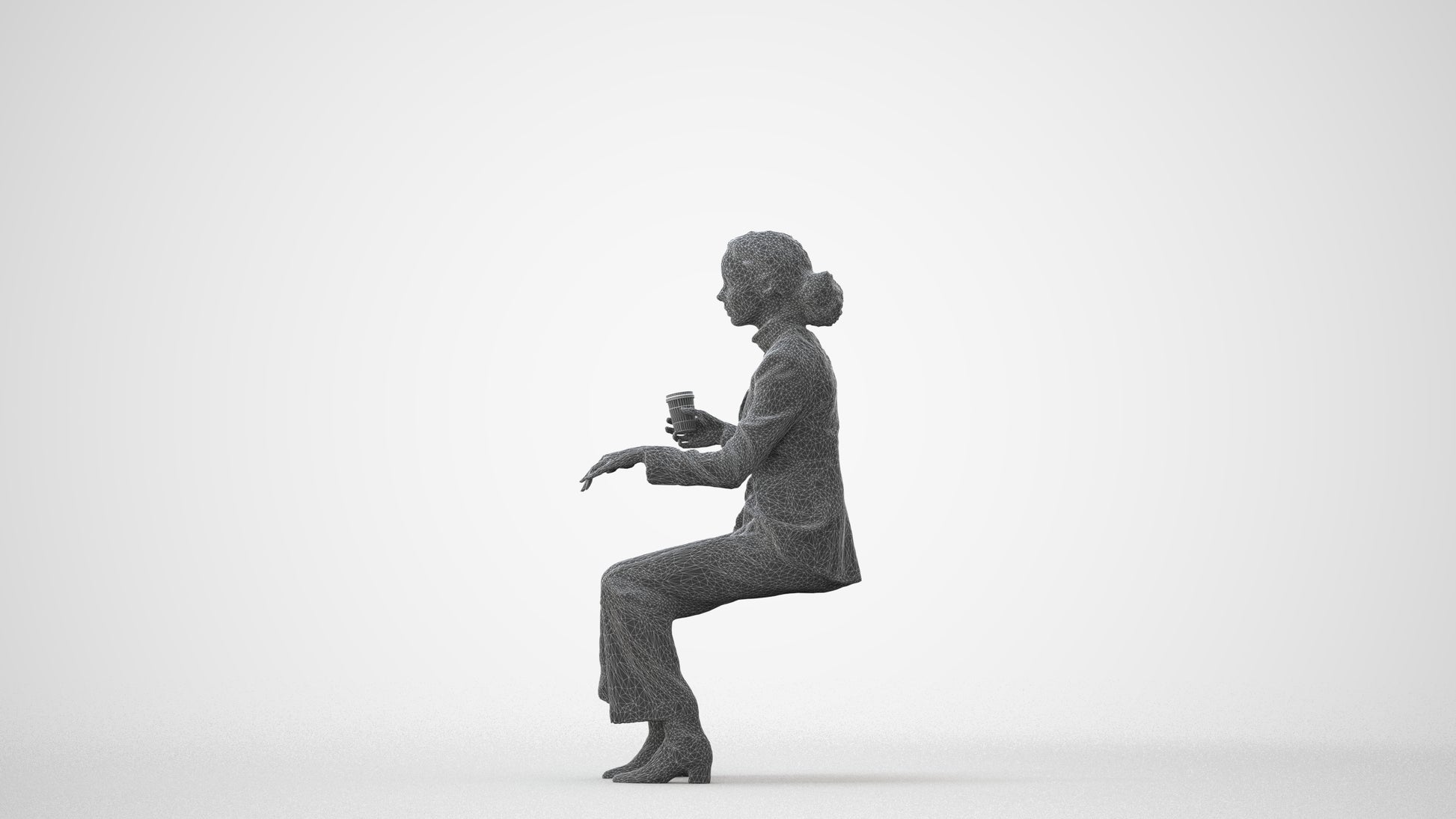 scanned 3D woman business, photogrammetry people for Enscape and V-Ray, square thumbnail