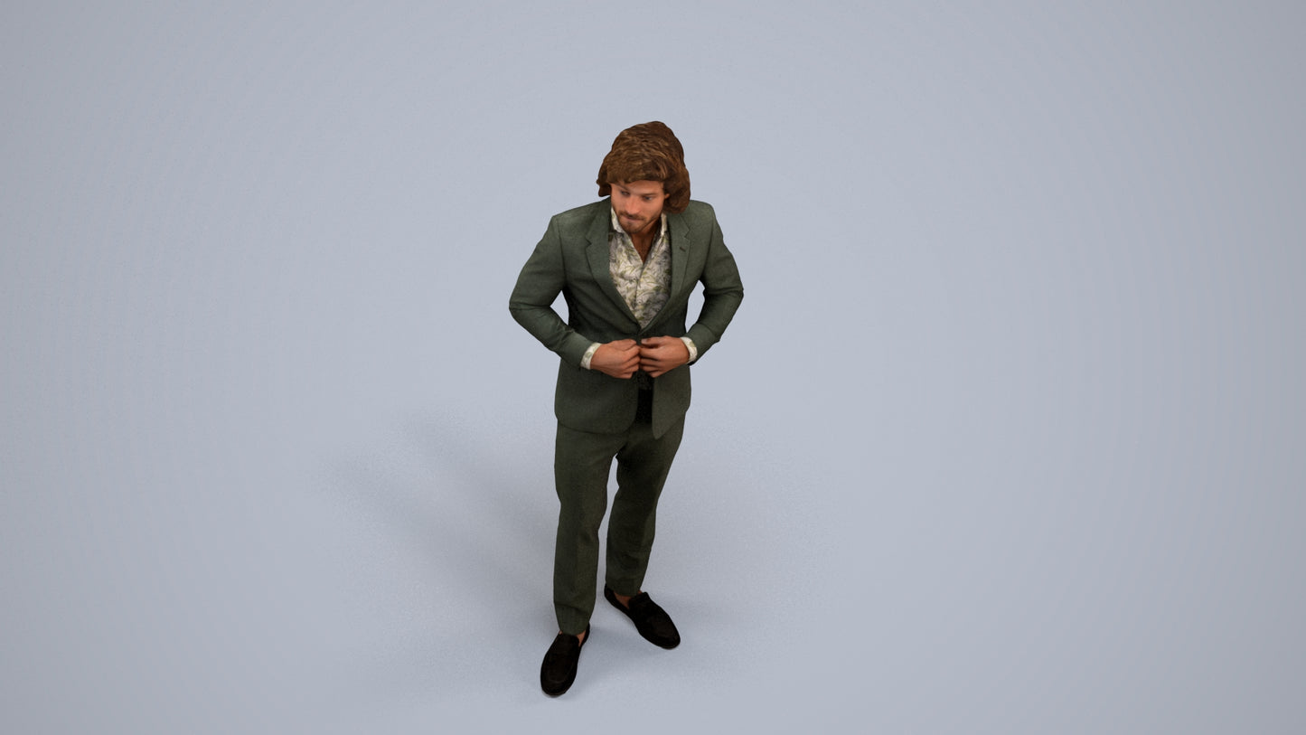 photogrammetry 3D man business, realistic human model archviz FBX, back view render
