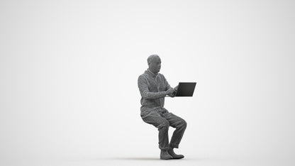 realistic 3D human man business, archviz people FBX OBJ for Blender, wireframe side view
