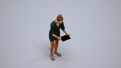 realistic 3D woman casual standing, scanned archviz people for Blender and 3ds Max, back view render