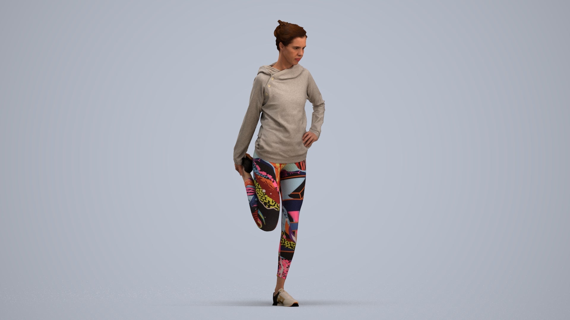 realistic 3D people woman sport, render-ready for V-Ray and Corona, FBX OBJ, standing pose render