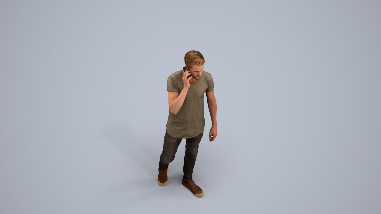 scanned 3D man casual walking, photogrammetry people for Enscape and V-Ray, back view render