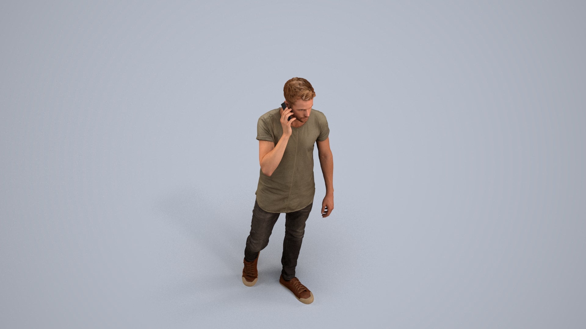 scanned 3D man casual walking, photogrammetry people for Enscape and V-Ray, back view render
