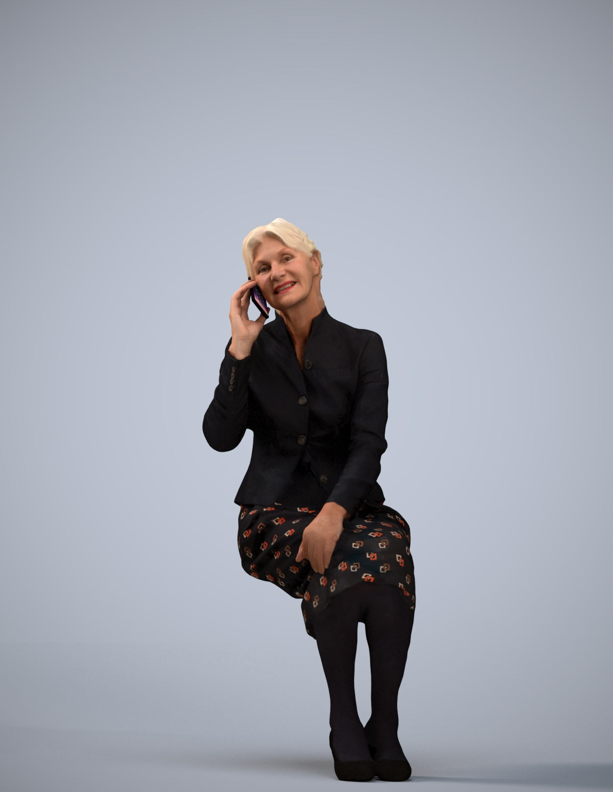 realistic 3D human senior woman business, archviz people FBX OBJ for Blender