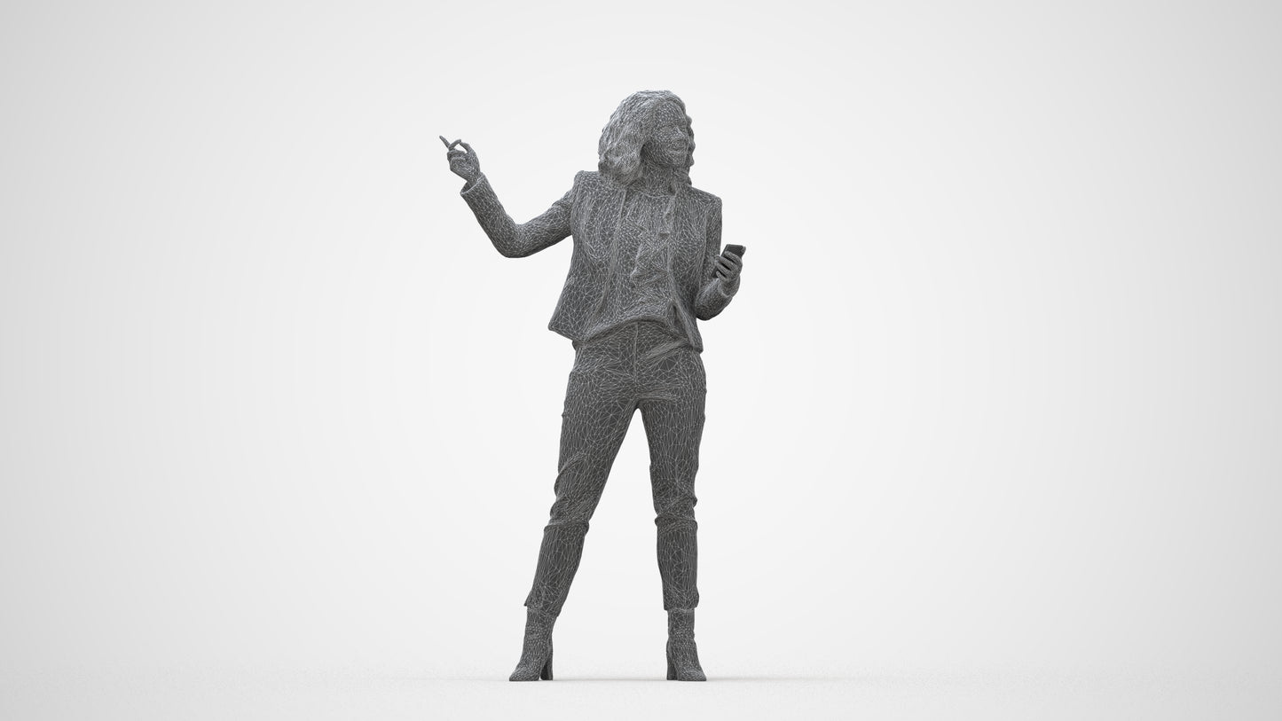 realistic 3D human woman business, archviz people FBX OBJ for Blender, wireframe back view