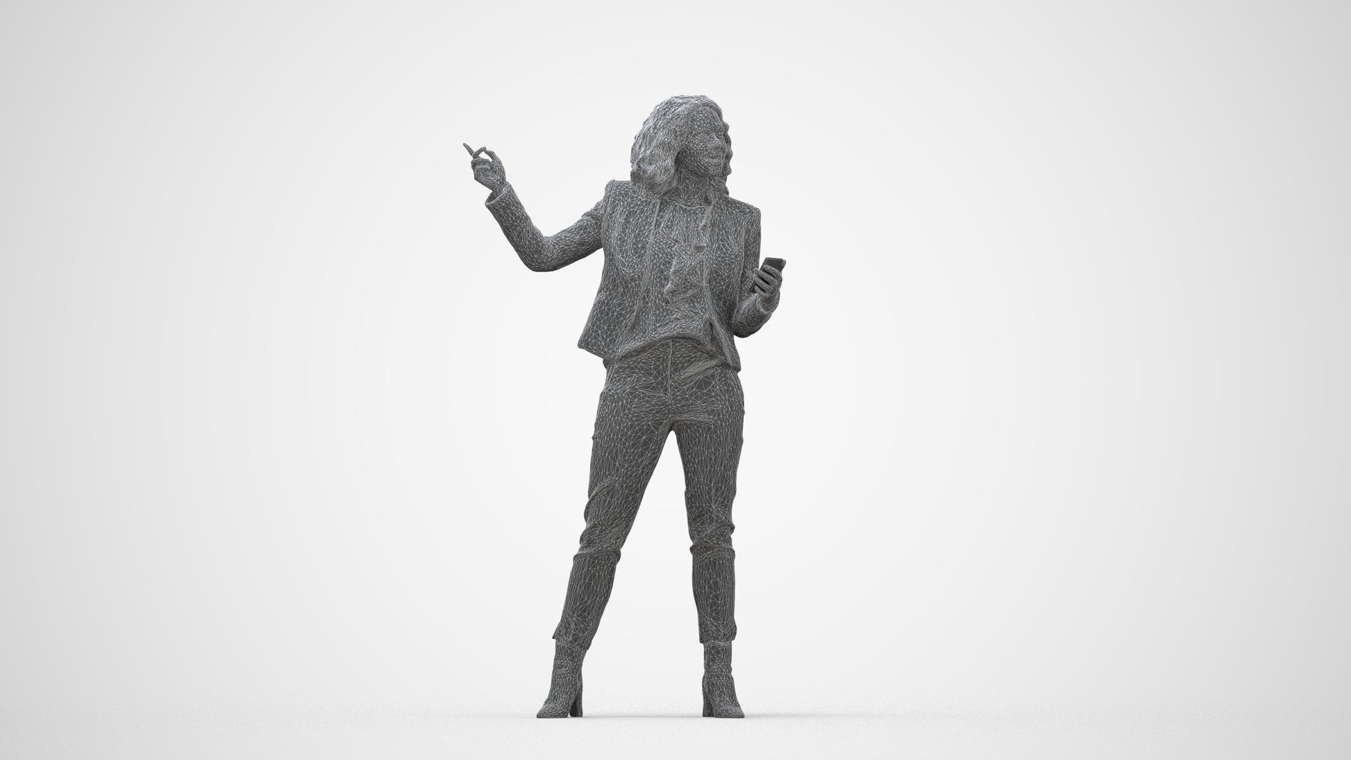 realistic 3D human woman business, archviz people FBX OBJ for Blender, wireframe back view
