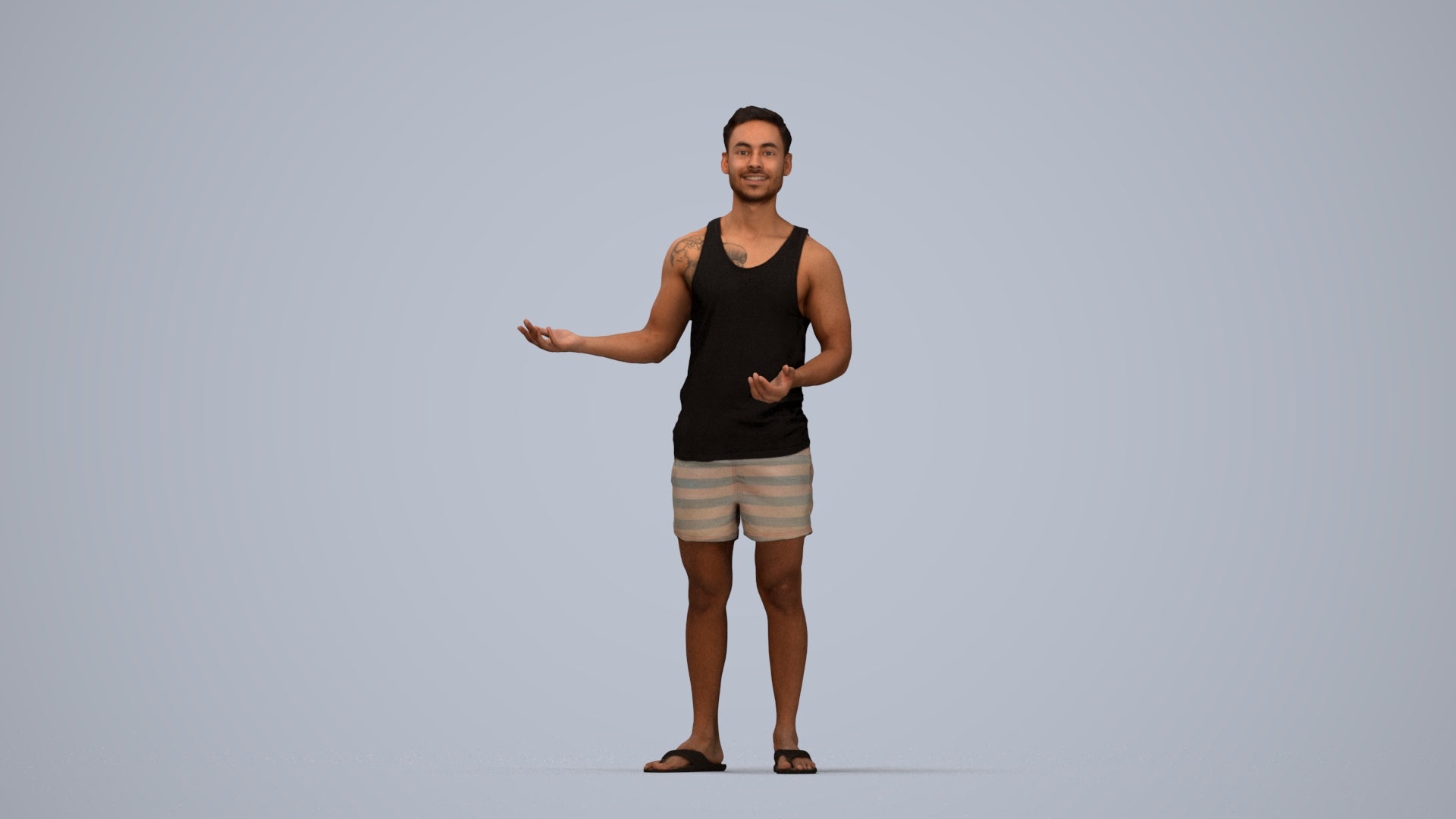 realistic 3D human man casual standing, archviz people FBX OBJ for Blender, top-down view render