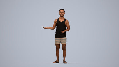 realistic 3D human man casual standing, archviz people FBX OBJ for Blender, top-down view render