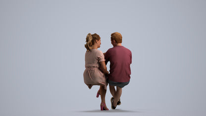 scanned 3D woman casual couple, photogrammetry people for Enscape and V-Ray, front view render
